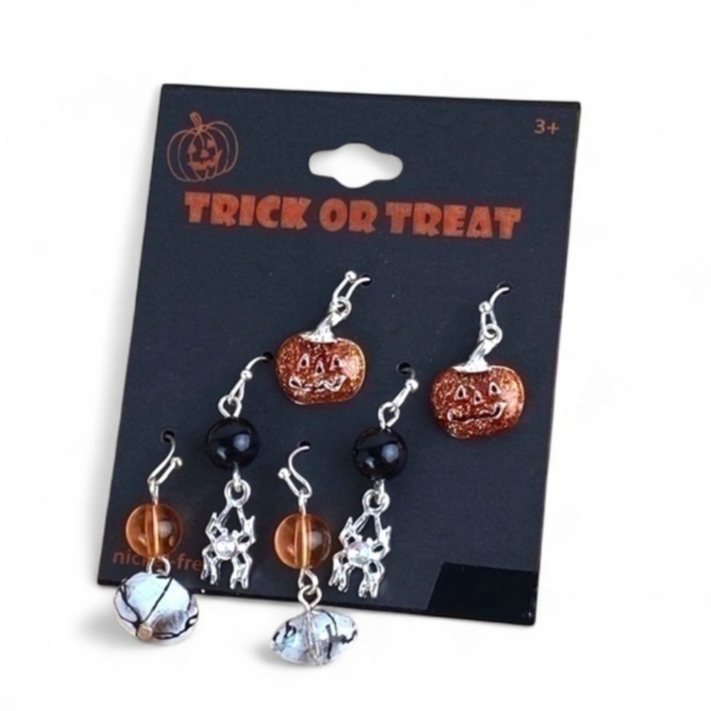 Dangle Earrings 3‎ Pair of Trick or Treat Halloween Theme Earrings